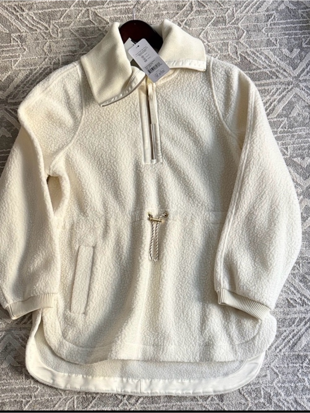 NWT Varley Ecru Half Zip Fleece in Egret